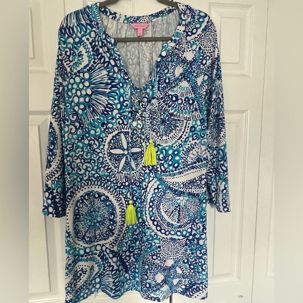 Lilly Pulitzer Sea Isle Dress, Size Large,  Resort White Print
